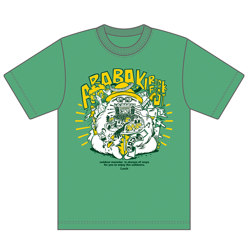 LockデザインTシャツ＜ヘイジーグリーン＞