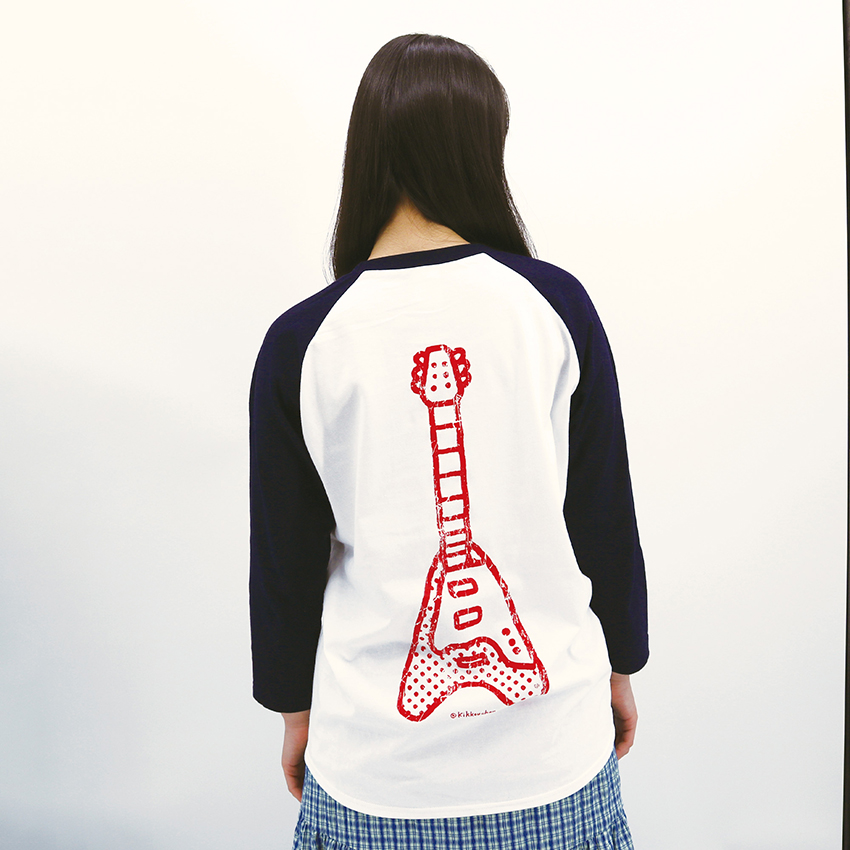 荒吐×きっこうちゃん へびメタル ラグランスリーブTシャツ<ホワイト/ネイビー>