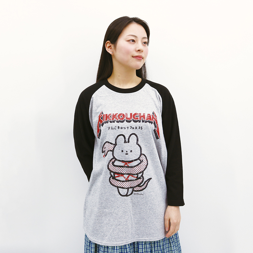 荒吐×きっこうちゃん へびメタル ラグランスリーブTシャツ<ミックスグレー/ブラック>