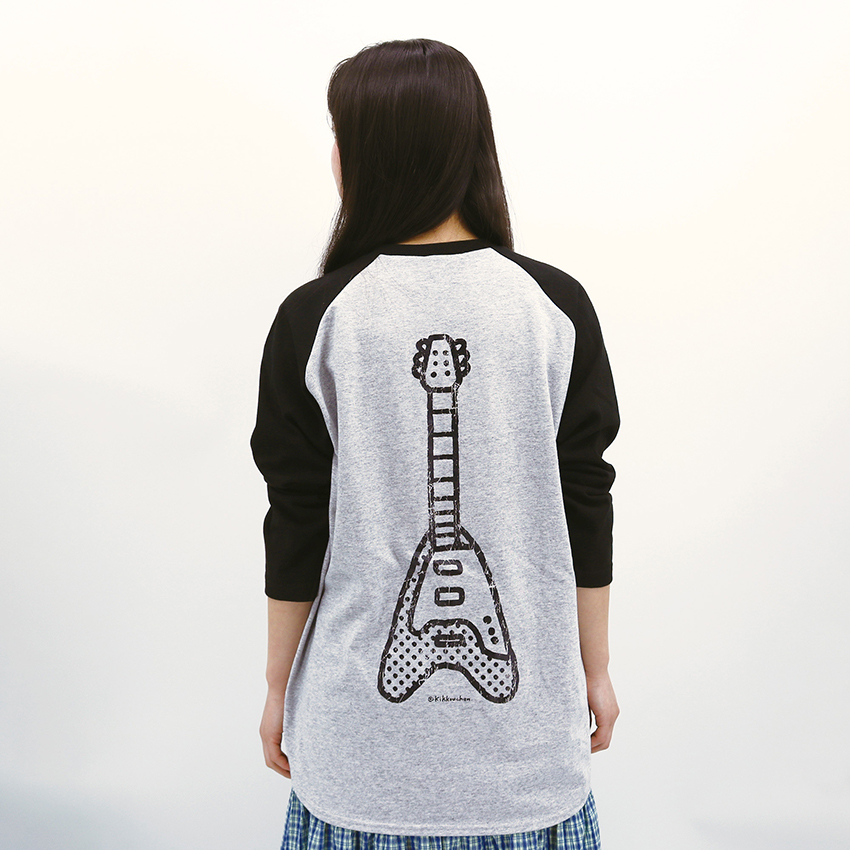 荒吐×きっこうちゃん へびメタル ラグランスリーブTシャツ<ミックスグレー/ブラック>