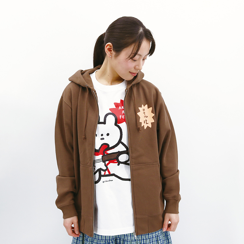 荒吐×きっこうちゃん FIRE&ICE ジップパーカー<ダークブラウン>